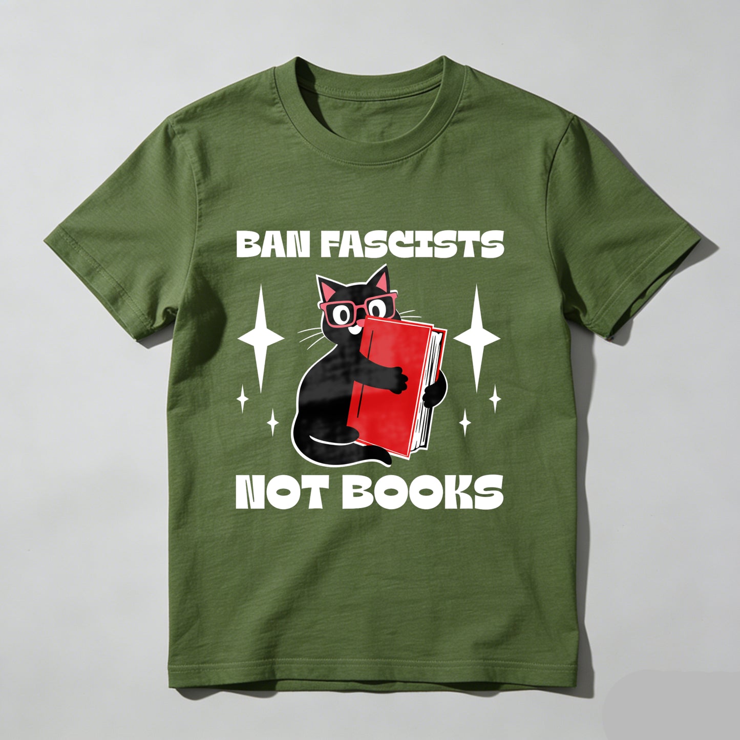 Wardrobecart Ban Fascists Not Books Cat Reading Book Unisex Classic T-shirt