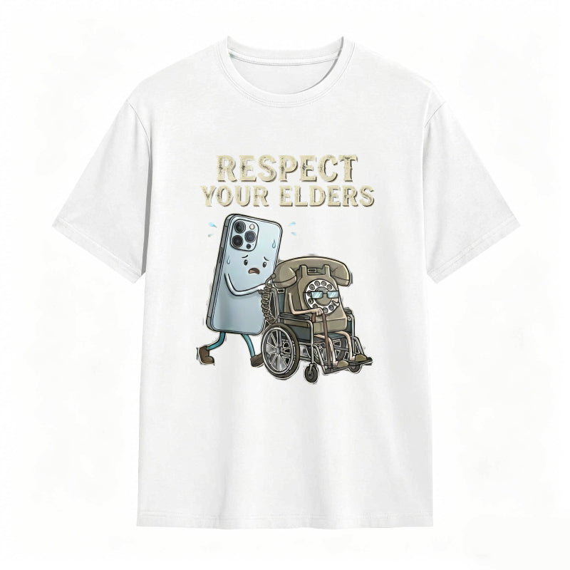 Respect Your Elders Gadget Evolution Humor Graphic Tee