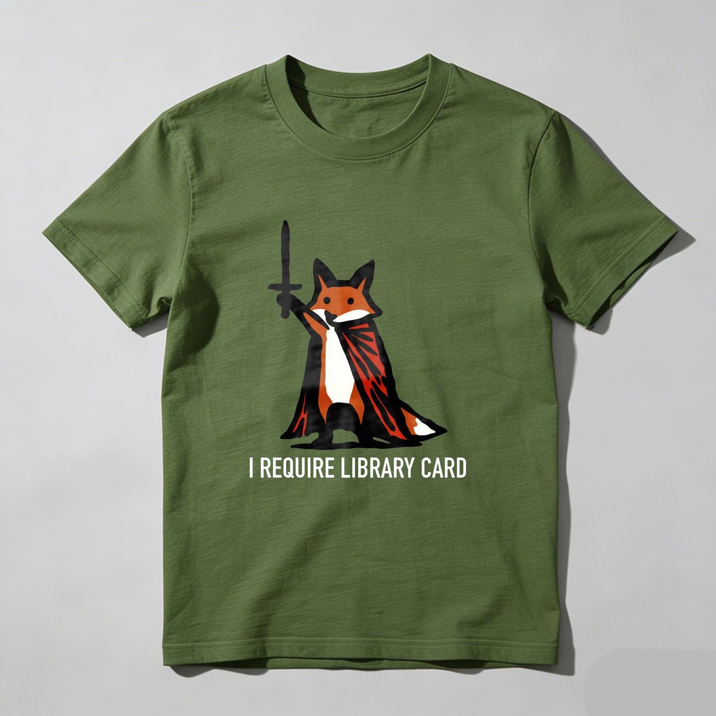 Wardrobecart Fox With Cape And Sword I Require Library Card Unisex Classic T-shirt