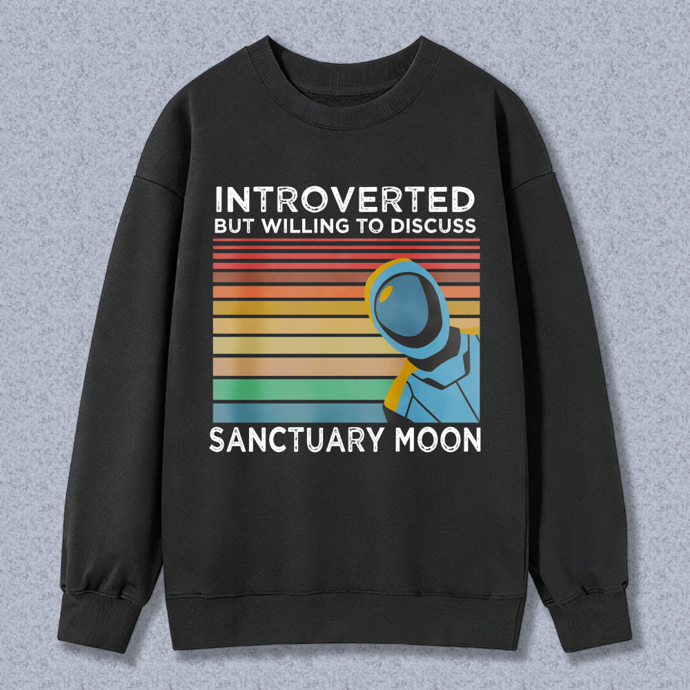 Wardrobecart Astronaut In Space With Rainbow Stripes And Text Introverted Sanguine Moon Unisex Classic Sweatshirt