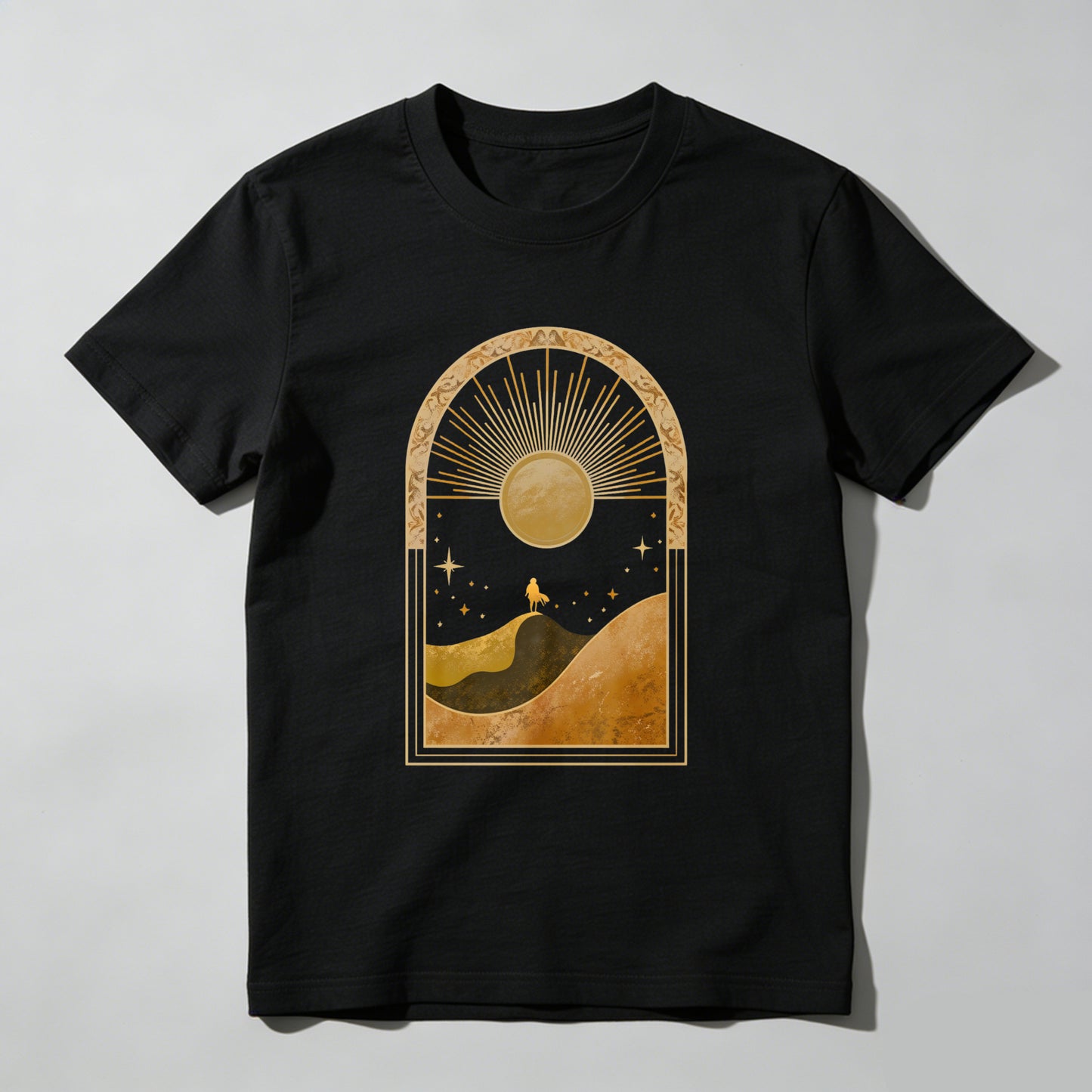 Wardrobecart Sunset Landscape With Stars And Camel Unisex Classic T-shirt