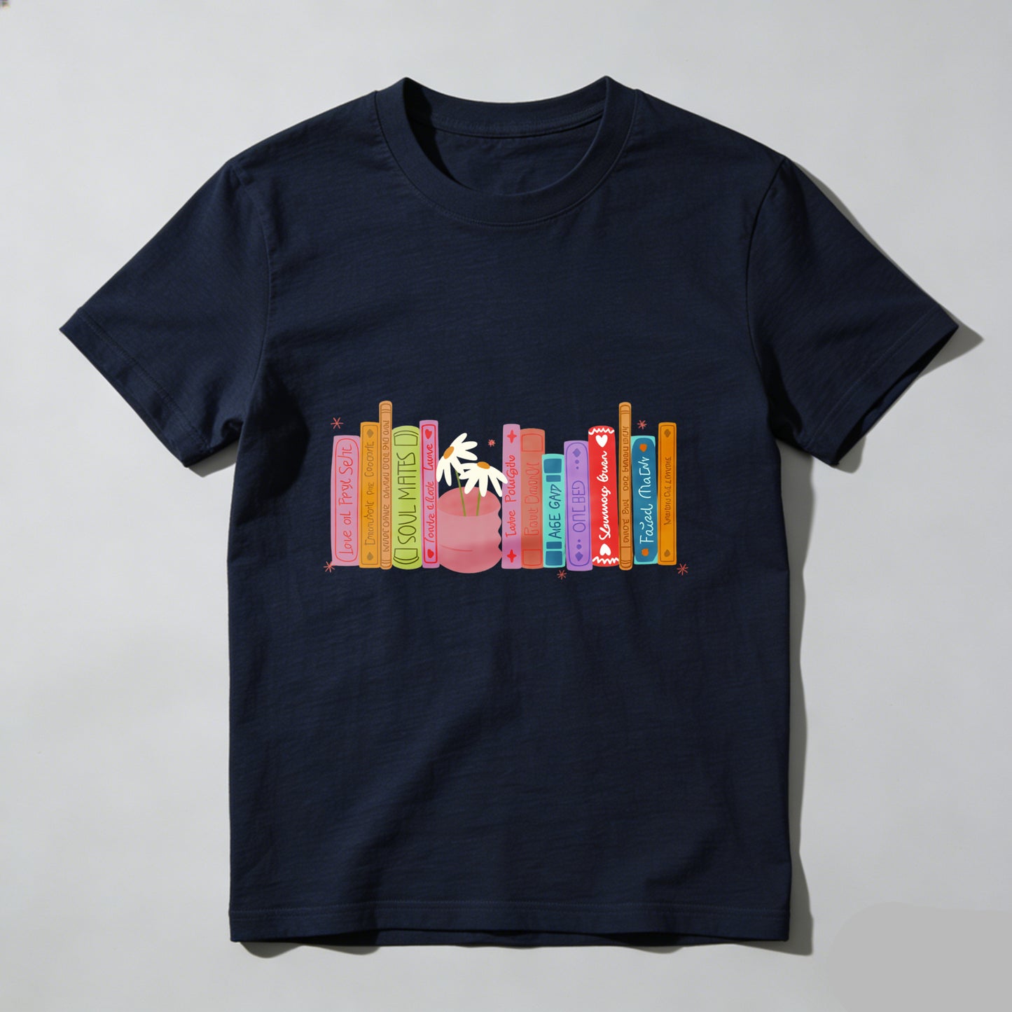 Wardrobecart Colorful Books And A Flower Pot Unisex Classic T-shirt