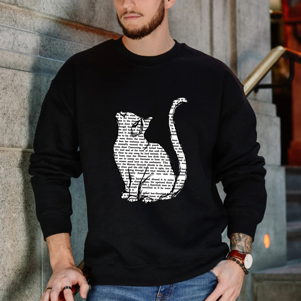 Wardrobecart Cat With Text Pattern Unisex Classic Sweatshirt