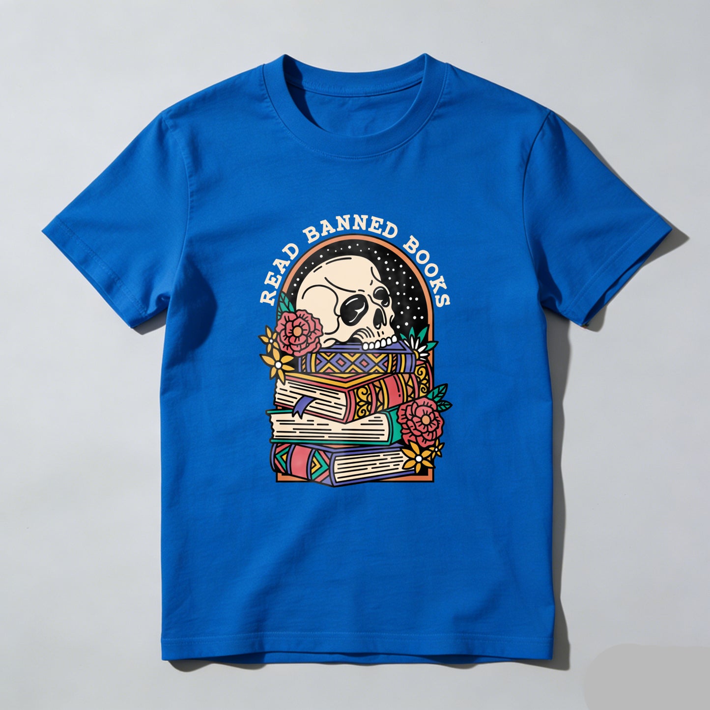 Wardrobecart Read Banned Books Skull And Books Unisex Classic T-shirt