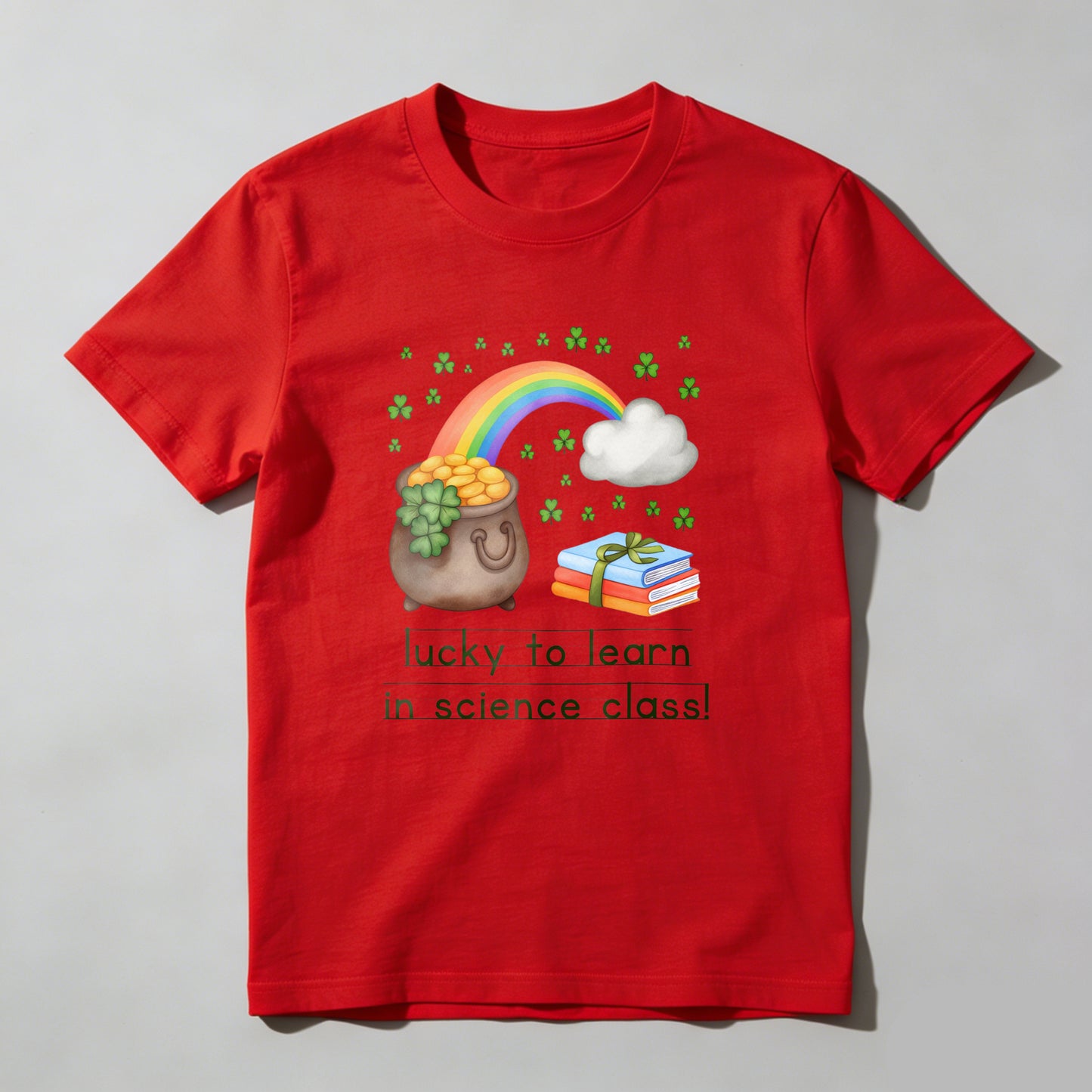 Wardrobecart Pot Of Gold Rainbow Books Clover Cloud Unisex Classic T-shirt