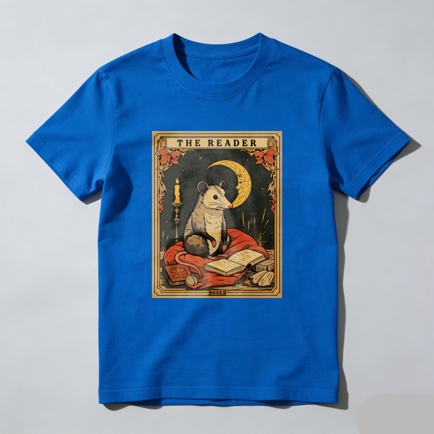Wardrobecart The Reader Mouse Book Moon Candle Leaves Unisex Classic T-shirt