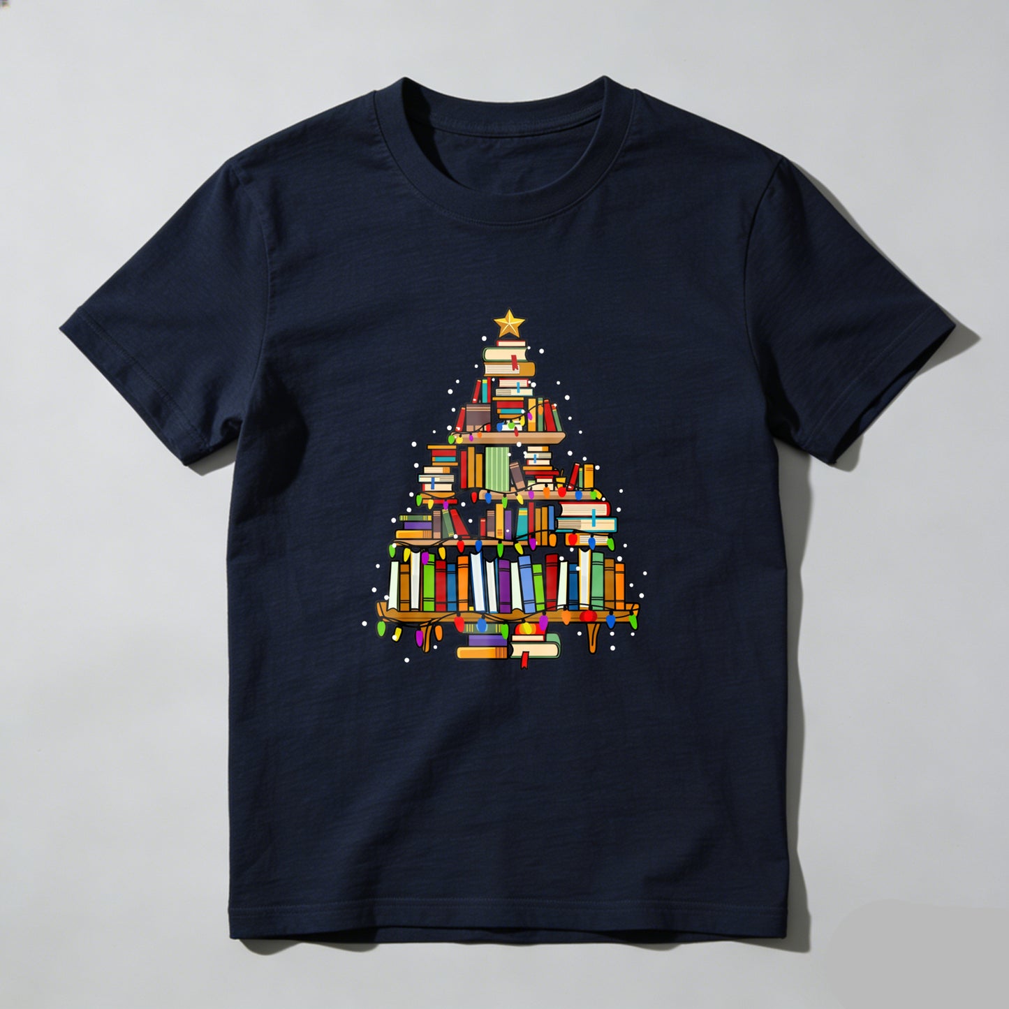 Wardrobecart Books Form Christmas Tree Pattern Unisex Classic T-shirt