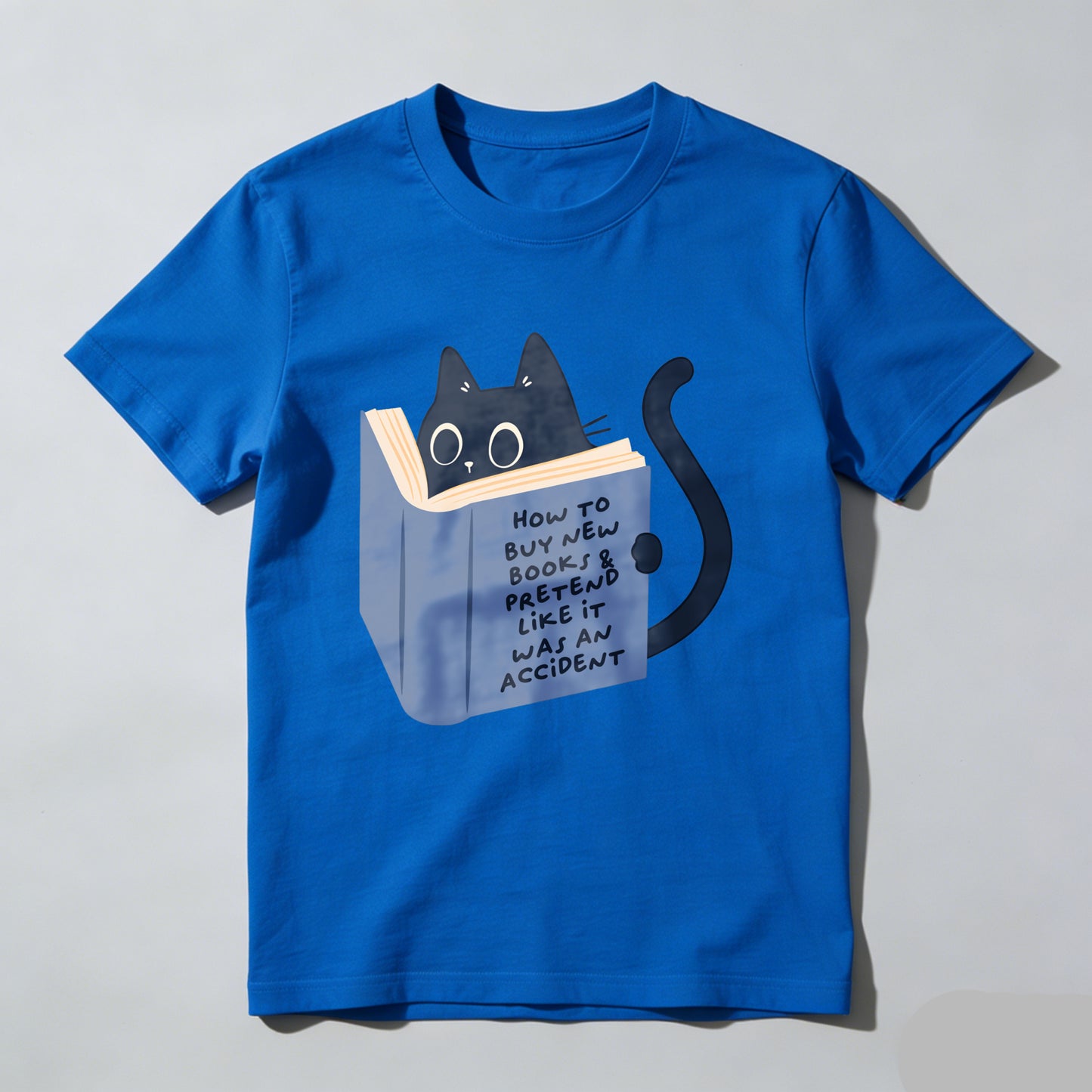 Wardrobecart Cat Reading Book With Text On Cover Unisex Classic T-shirt