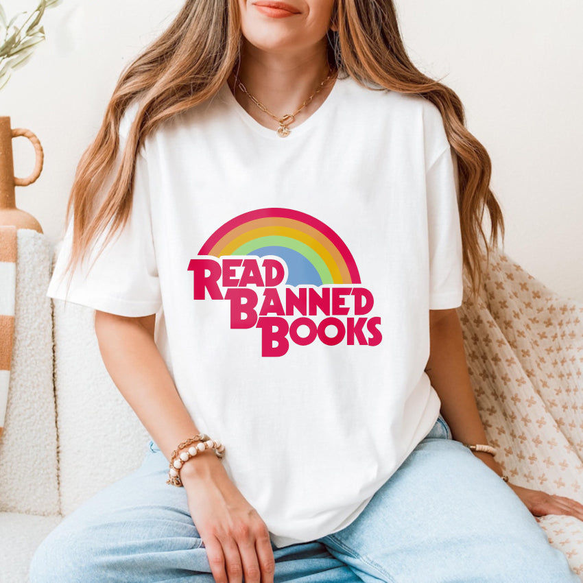 Wardrobecart Read Banned Books Rainbow Design Unisex Classic T-shirt