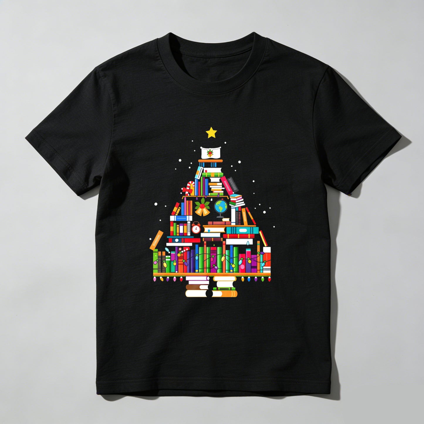 Wardrobecart Books Form Christmas Tree Pattern Unisex Classic T-shirt