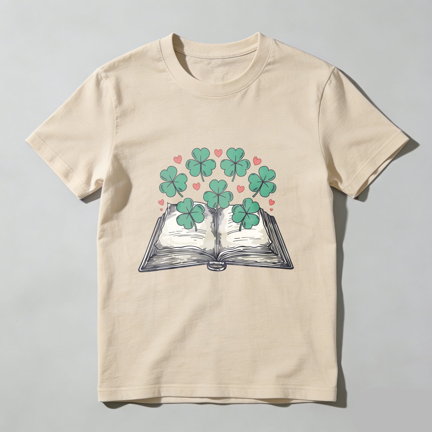 Wardrobecart Open Book With Clover And Hearts Unisex Classic T-shirt