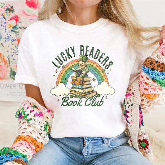 Wardrobecart Lucky Readers Book Club Rainbow Leprechaun Books Unisex Classic T-shirt