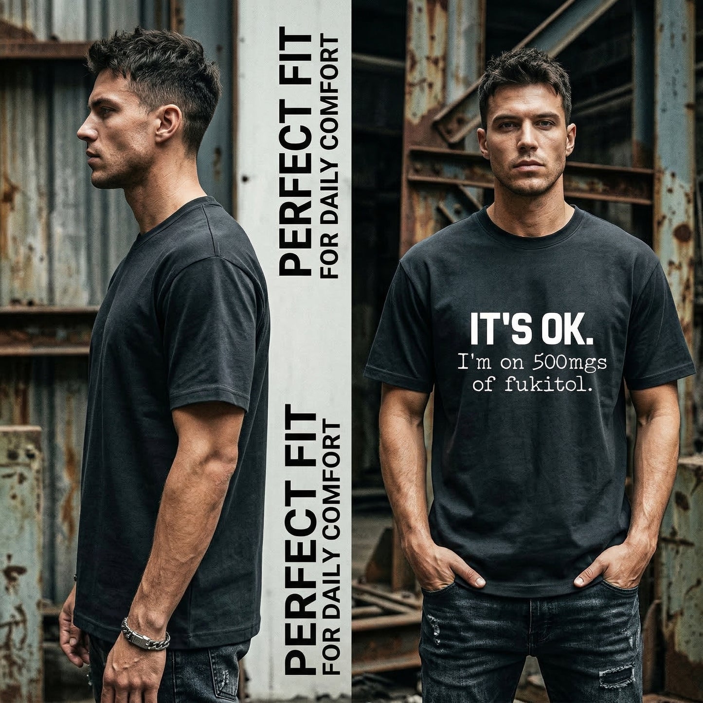 Its Ok Im On 500Mgs Of Fukitol Pure Cotton Short Sleeve T Shirt