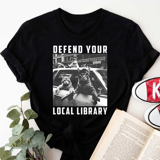 Wardrobecart Defend Your Local Library Cats With Guns Unisex Classic T-shirt