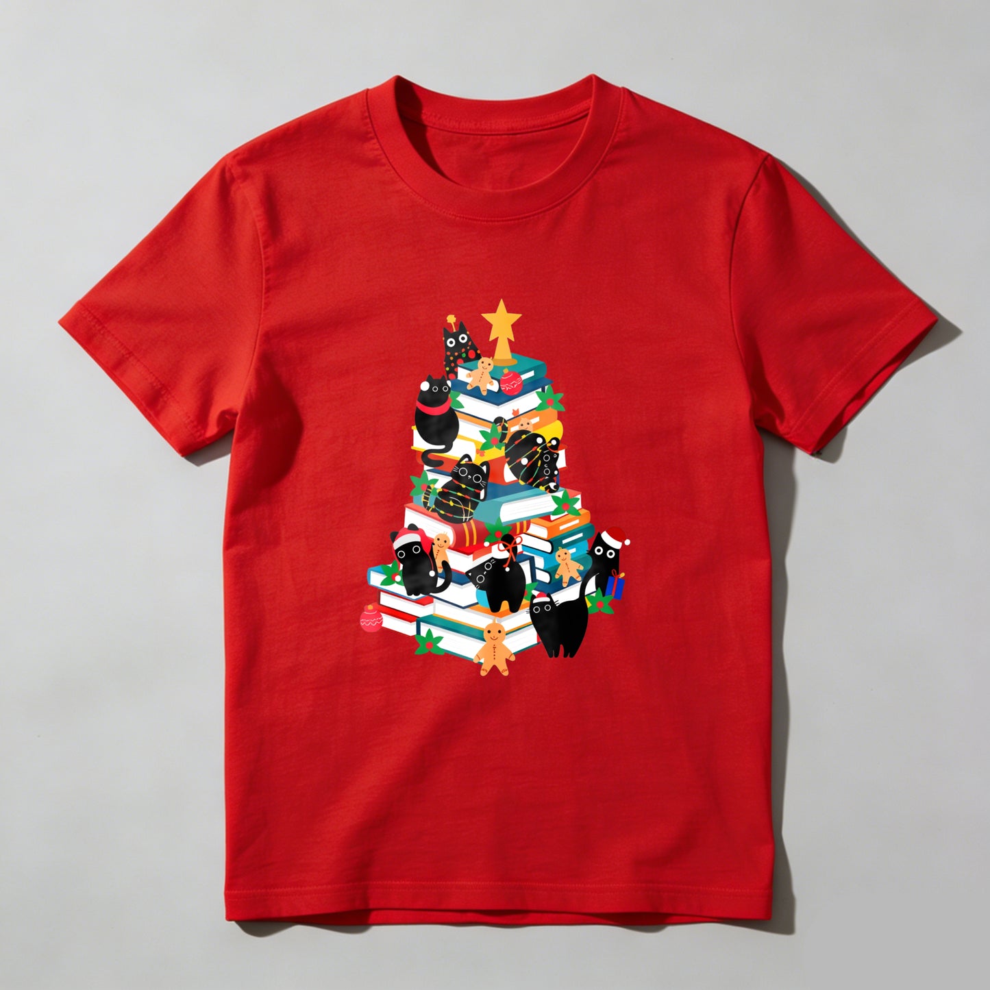 Wardrobecart Christmas Tree Books Cats Stars Gifts Unisex Classic T-shirt