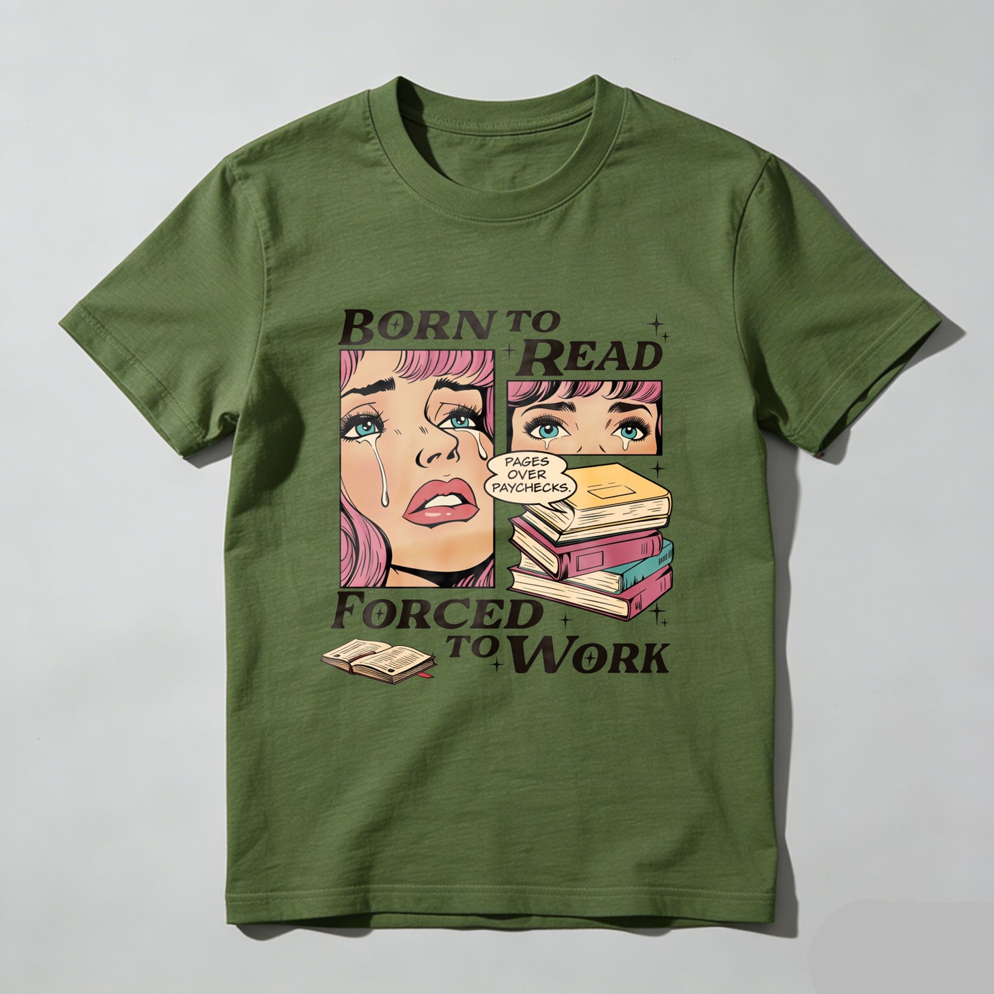 Wardrobecart Born To Read Forced To Work Unisex Classic T-shirt(4)