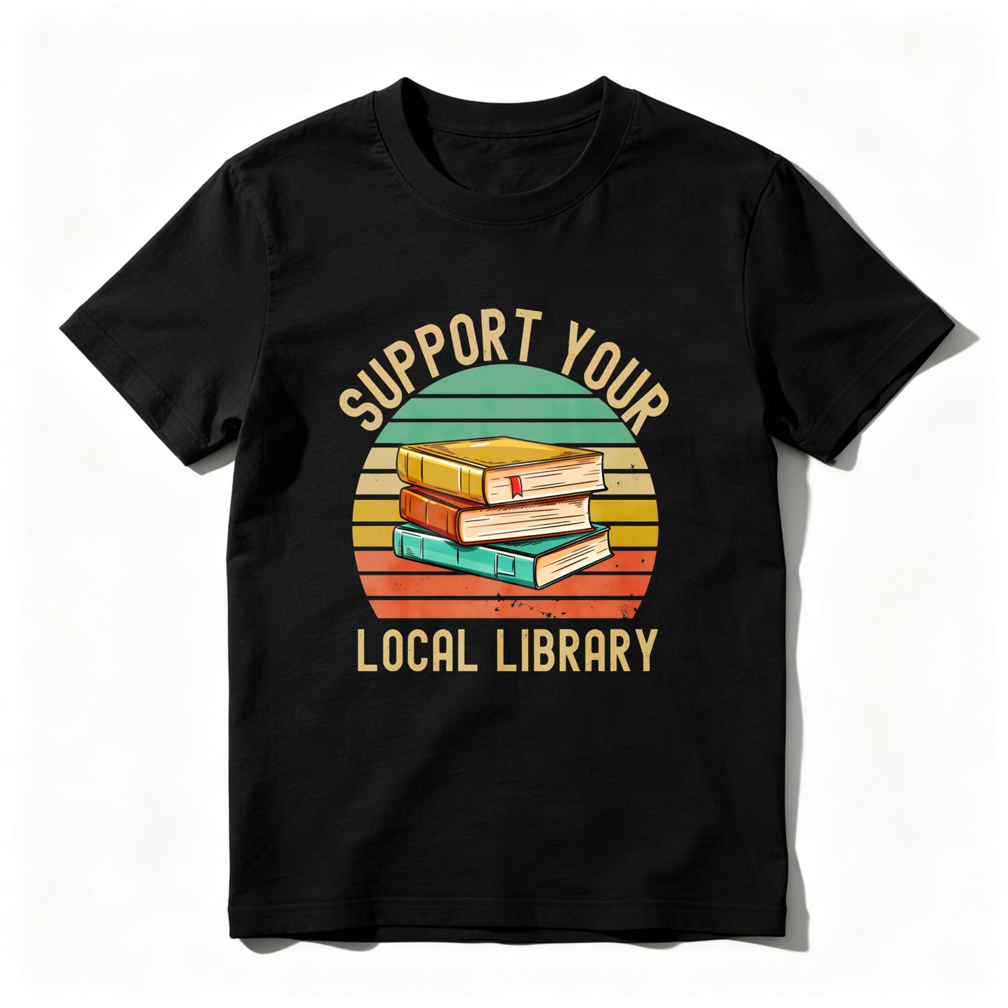 Wardrobecart Support Your Local Library Books Sunset Design Unisex Classic T-shirt
