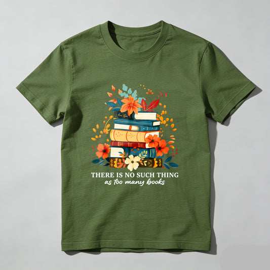 Wardrobecart Stacked Books Floral Design With Quote Unisex Classic T-shirt