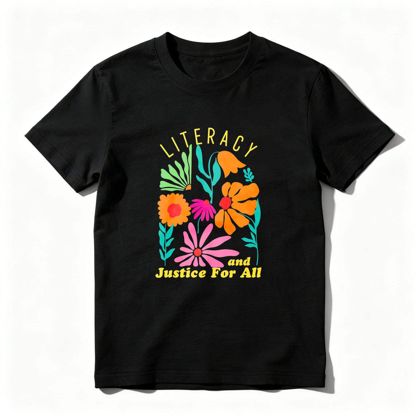 Wardrobecart Literacy And Justice For All Floral Design Unisex Classic T-shirt