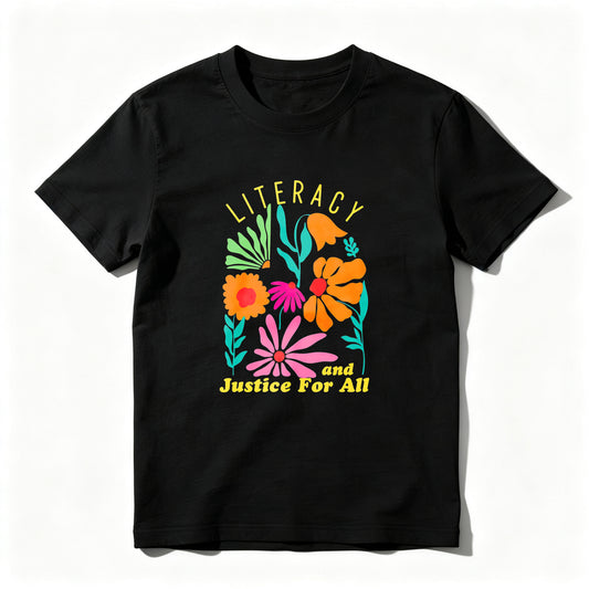 Wardrobecart Literacy And Justice For All Floral Design Unisex Classic T-shirt