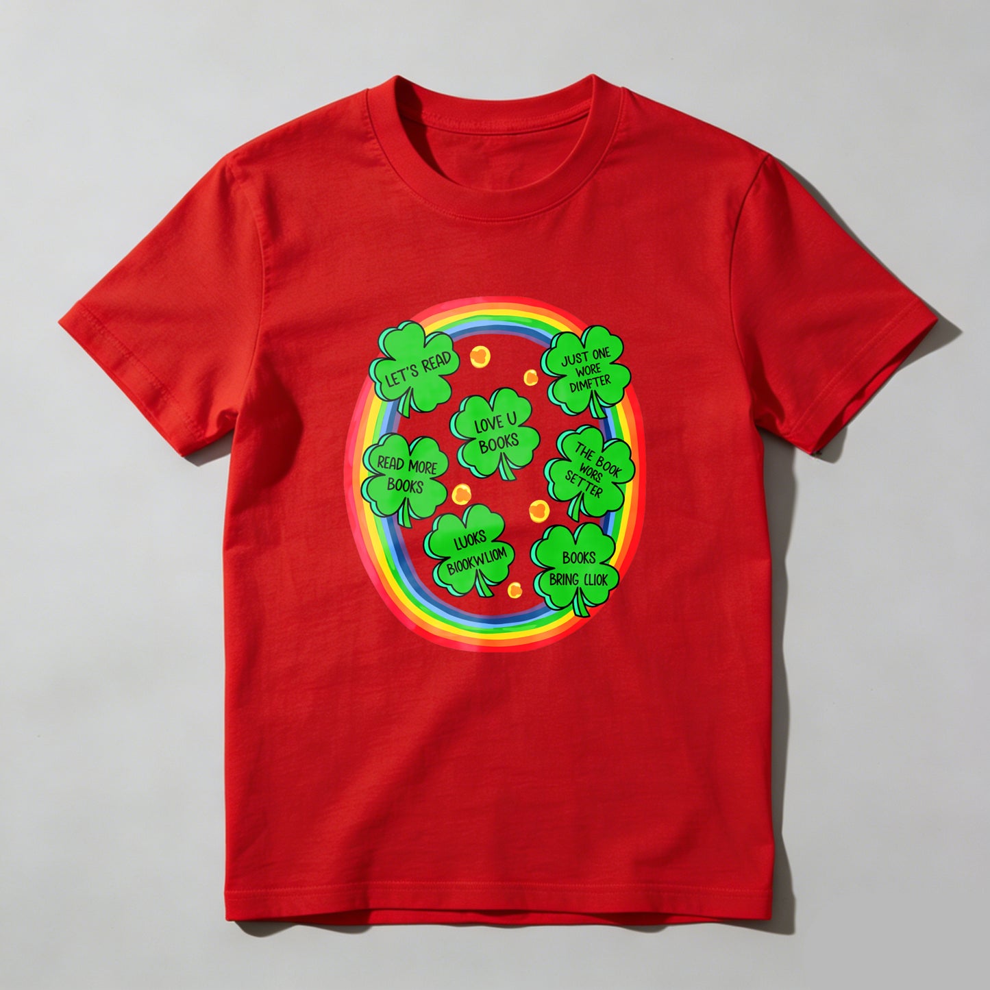 Wardrobecart Rainbow Clover With Messages Inside Unisex Classic T-shirt