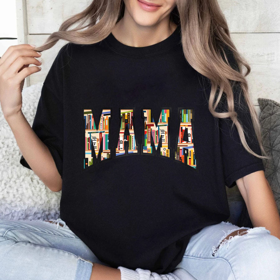 Wardrobecart Mama Bookshelf Pattern Print Design Unisex Classic T-shirt