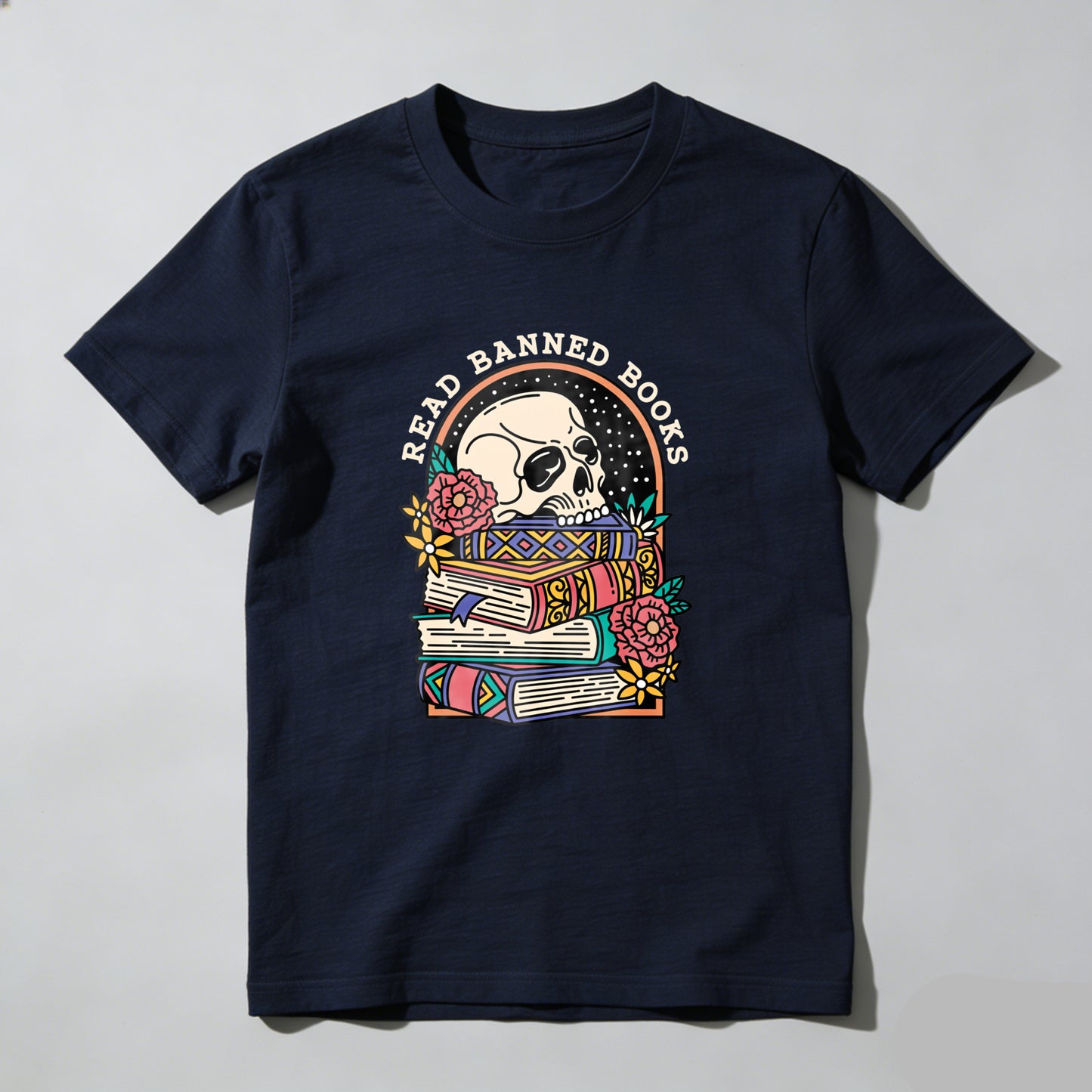 Wardrobecart Read Banned Books Skull And Books Unisex Classic T-shirt