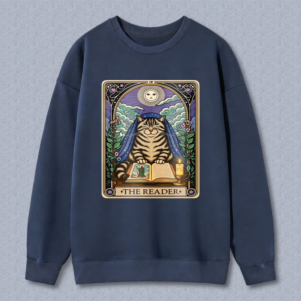 Wardrobecart Cat Reading Book Tarot Card Design The Reader Unisex Classic Sweatshirt