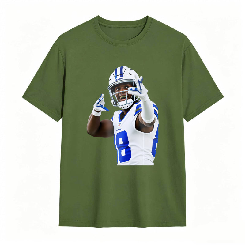 Football Player In Blue And White Uniform Making Peace Sign Unisex Classic T-shirt