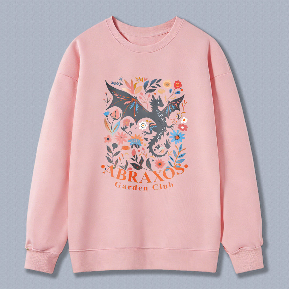 Wardrobecart Dragon And Floral Design Abraxos Garden Club Unisex Classic Sweatshirt