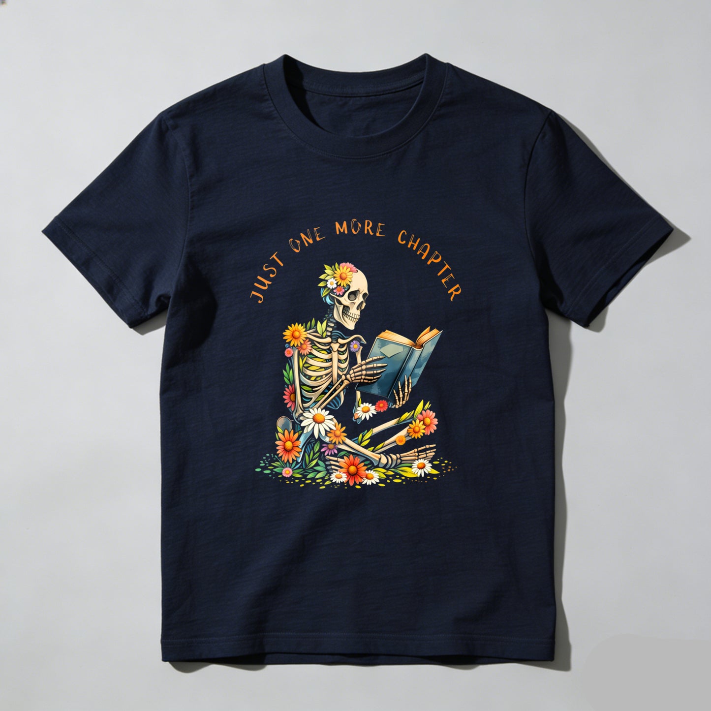 Wardrobecart Skeleton Reading Book With Flowers Unisex Classic T-shirt