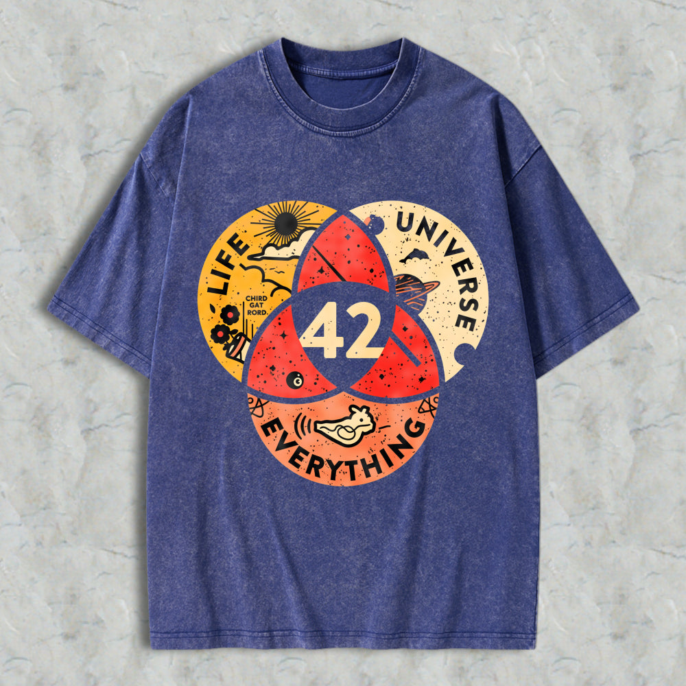 Wardrobecart Venn Diagram Life Universe Everything 42 Unisex Washed T-shirt