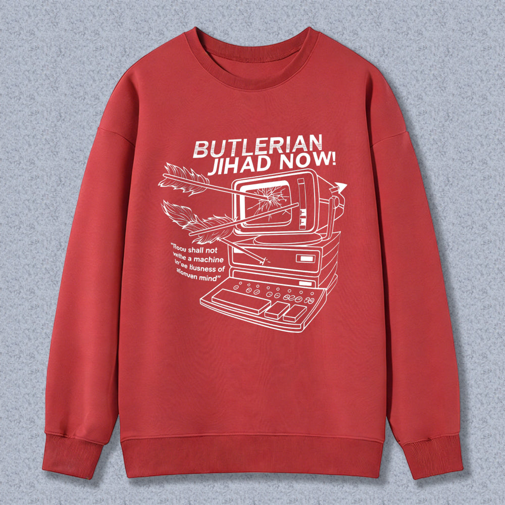 Wardrobecart Butlerian Jihad Now With Vintage Computer And Quote Design Unisex Classic Sweatshirt