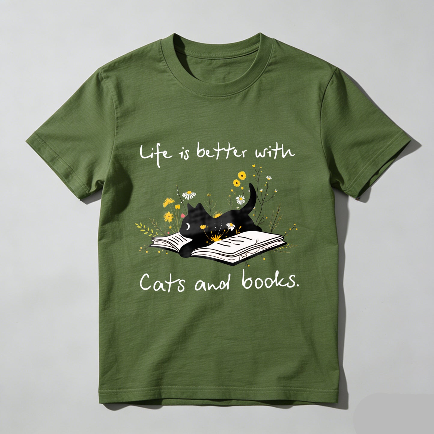 Wardrobecart Life Is Better With Cats And Books Unisex Classic T-shirt