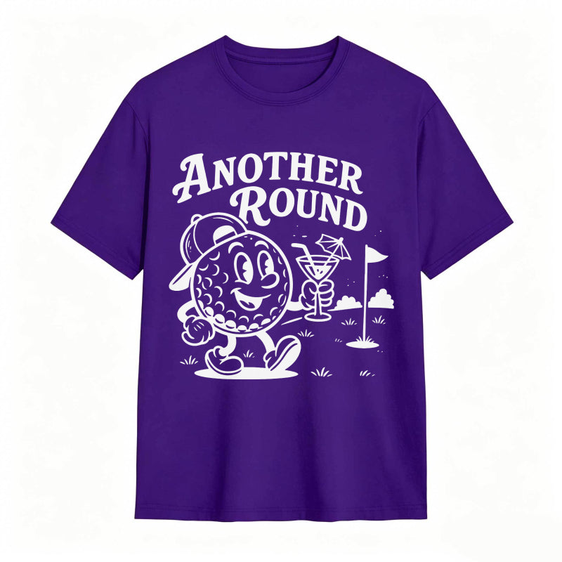 Golf Ball Character Holding Cocktail And Flag On Golf Course Another Round Text Unisex Classic T-shirt