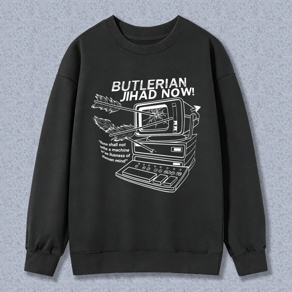 Wardrobecart Butlerian Jihad Now With Vintage Computer And Quote Design Unisex Classic Sweatshirt