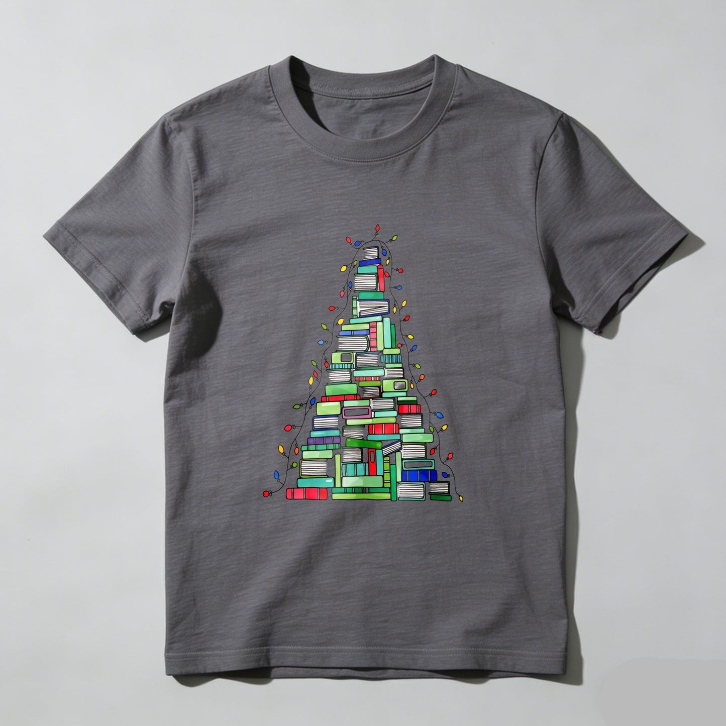 Wardrobecart Books Stacked Into Christmas Tree Shape Unisex Classic T-shirt