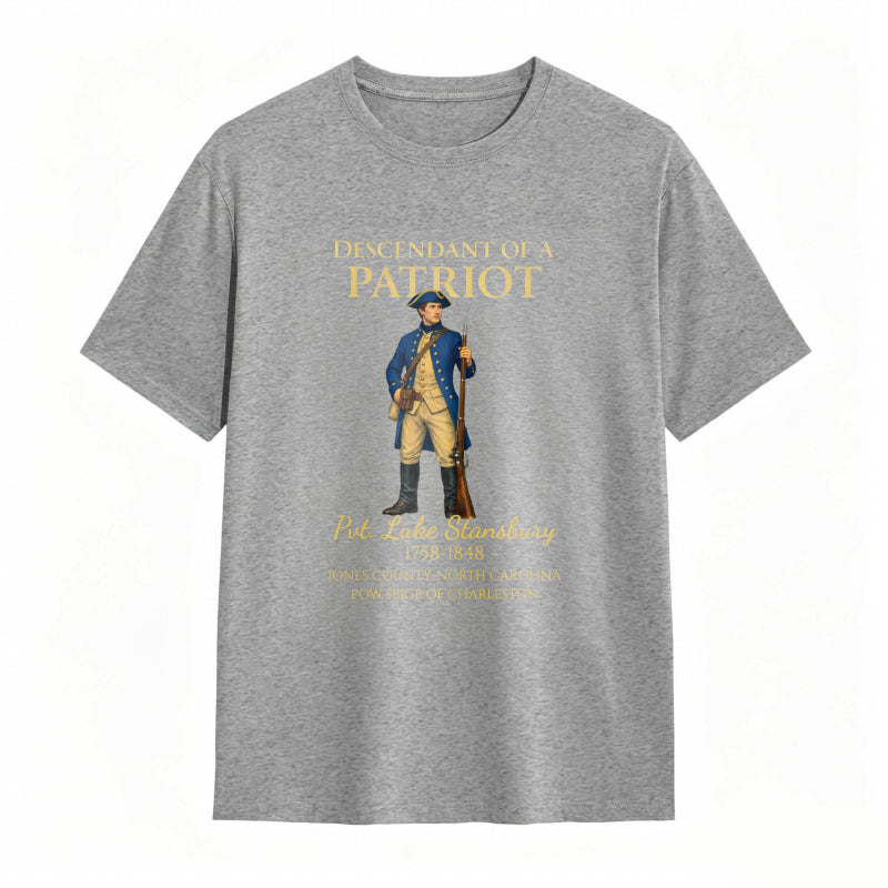 Descendant Of A Patriot Revolutionary War Soldier Portrait With Historical Text T-shirt