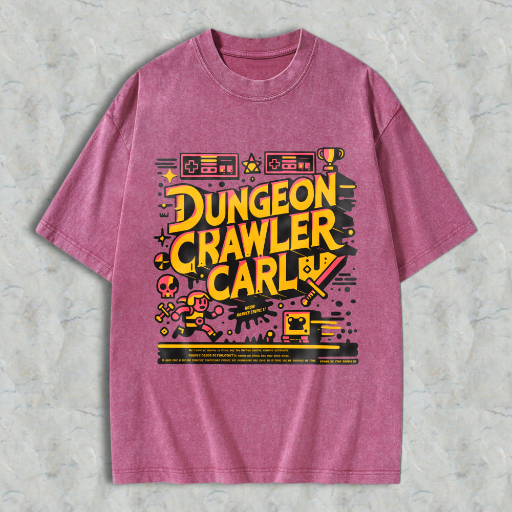 Wardrobecart Dungeon Crawler Carl Pixel Art Gaming Theme Unisex Washed T-shirt
