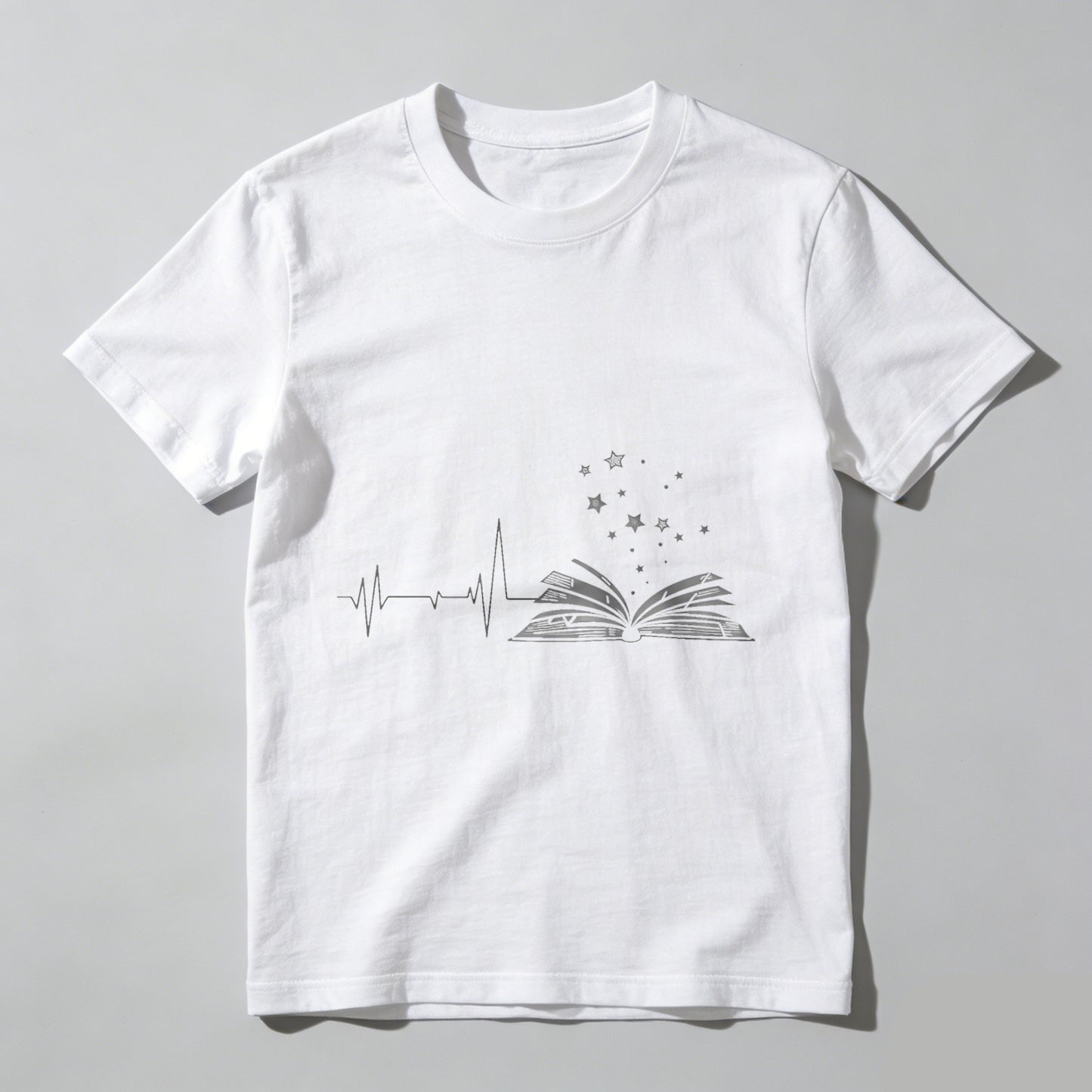 Wardrobecart Heartbeat Book Stars Pattern Print Unisex Classic T-shirt