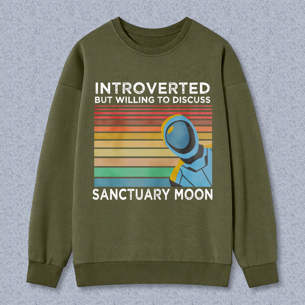 Wardrobecart Astronaut In Space With Rainbow Stripes And Text Introverted Sanguine Moon Unisex Classic Sweatshirt