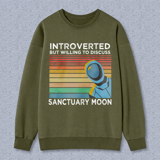 Wardrobecart Astronaut In Space With Rainbow Stripes And Text Introverted Sanguine Moon Unisex Classic Sweatshirt
