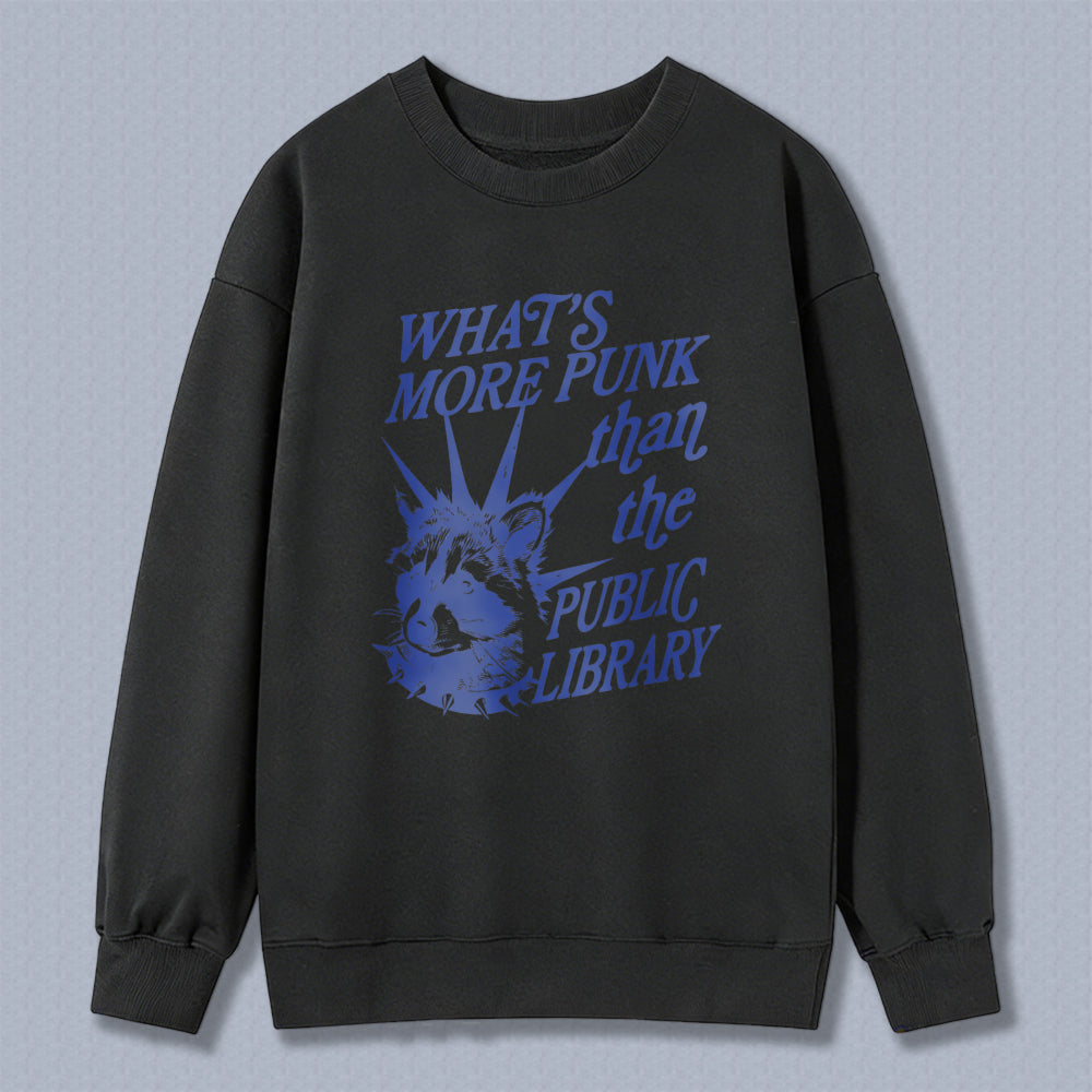 Wardrobecart What's More Punk Than The Public Library Raccoon Graphic Unisex Classic Sweatshirt