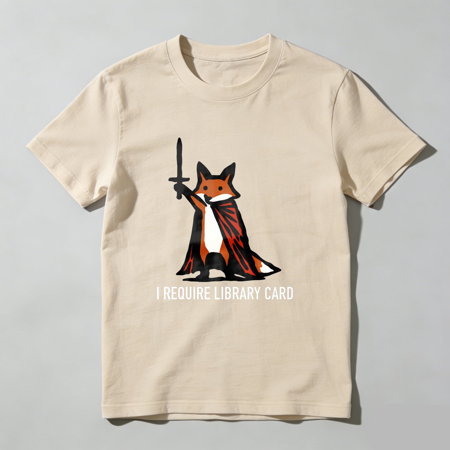 Wardrobecart Fox With Cape And Sword I Require Library Card Unisex Classic T-shirt