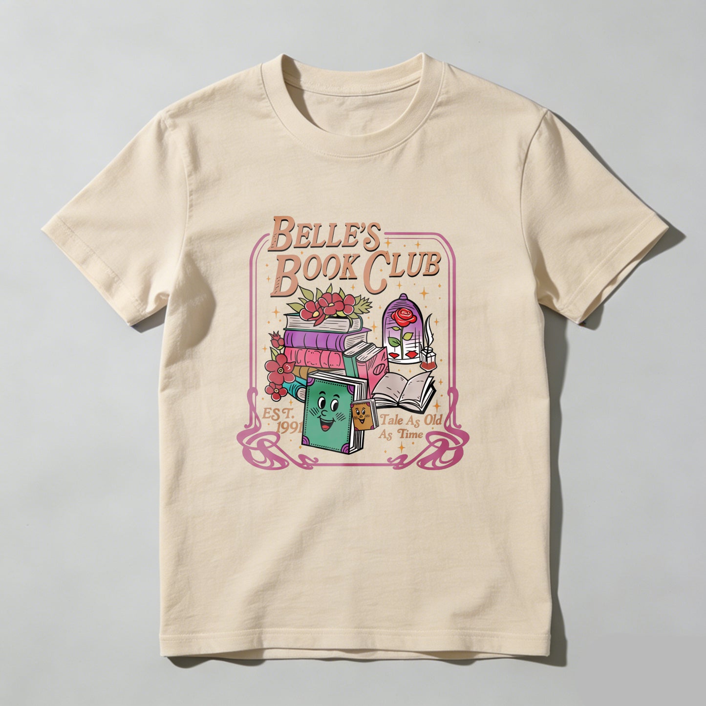 Wardrobecart Belle's Book Club With Books And Teapot Unisex Classic T-shirt
