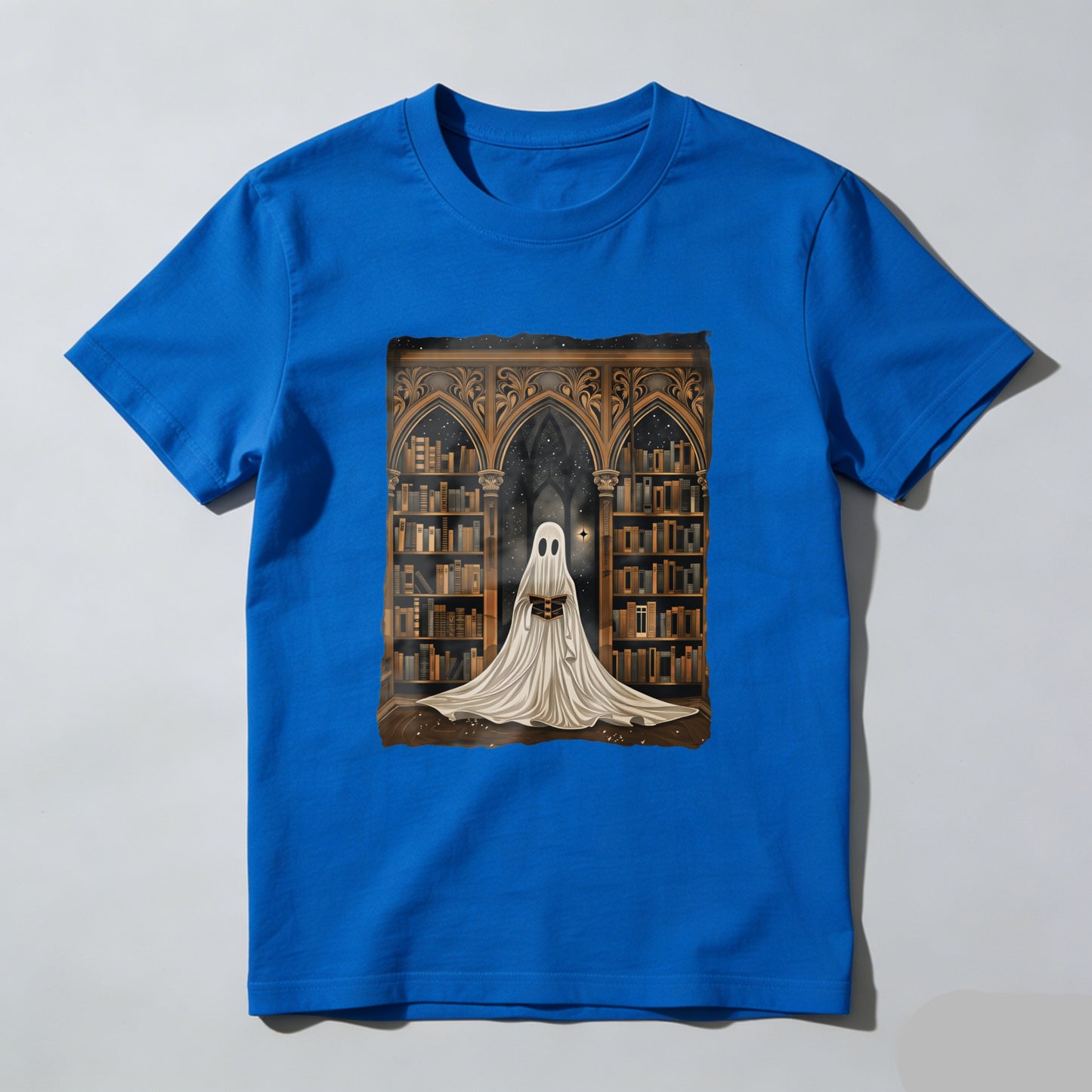 Wardrobecart Ghost In Library With Books And Stars Unisex Classic T-shirt