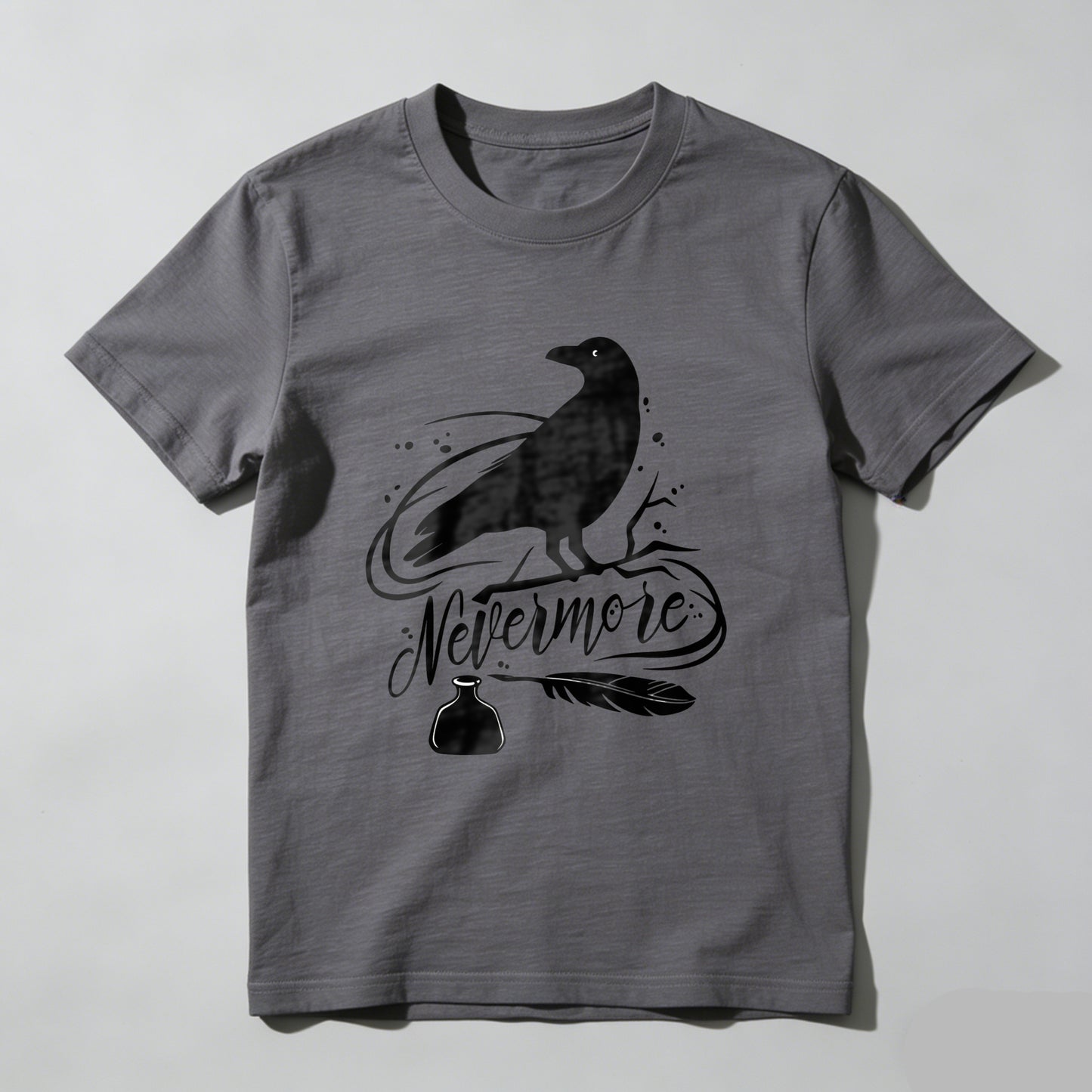 Wardrobecart Nevermore Raven With Feather And Bottle Unisex Classic T-shirt