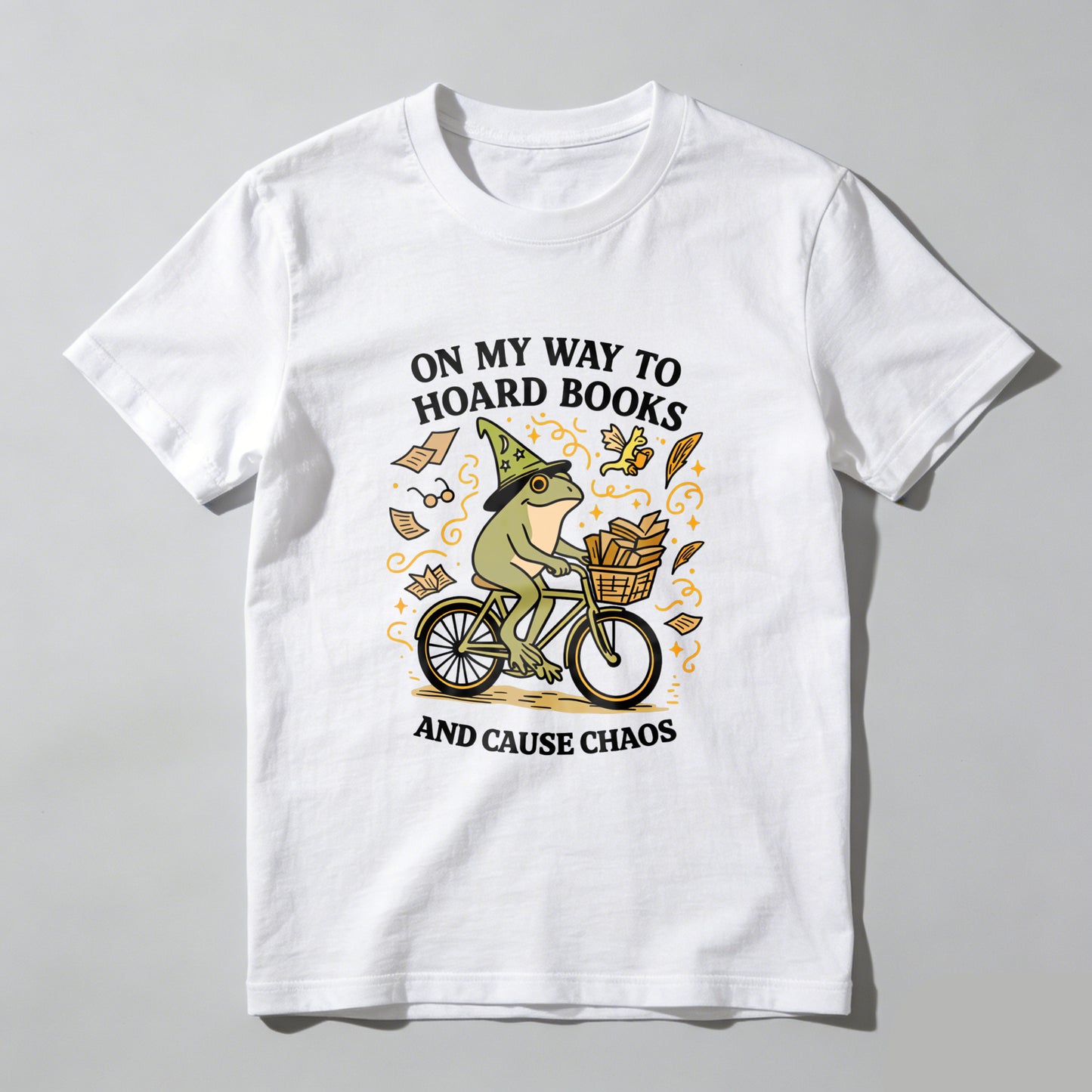 Wardrobecart Frog Riding Bike With Books And Hat Unisex Classic T-shirt