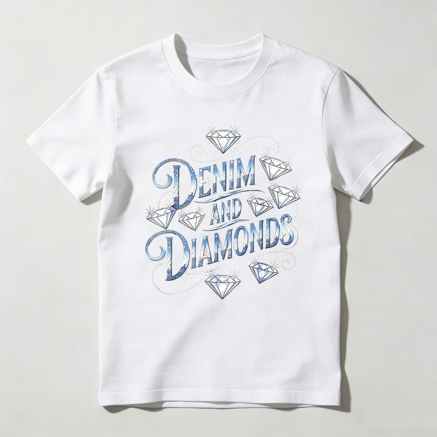 Denim And Diamonds Graphic Design T-shirt