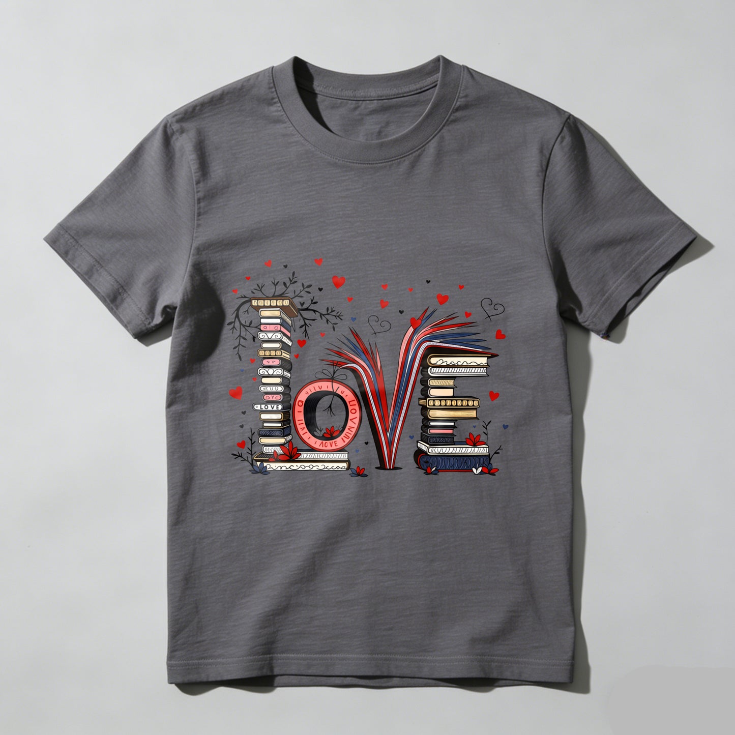 Wardrobecart Love Books Stack Hearts Colorful Design Unisex Classic T-shirt
